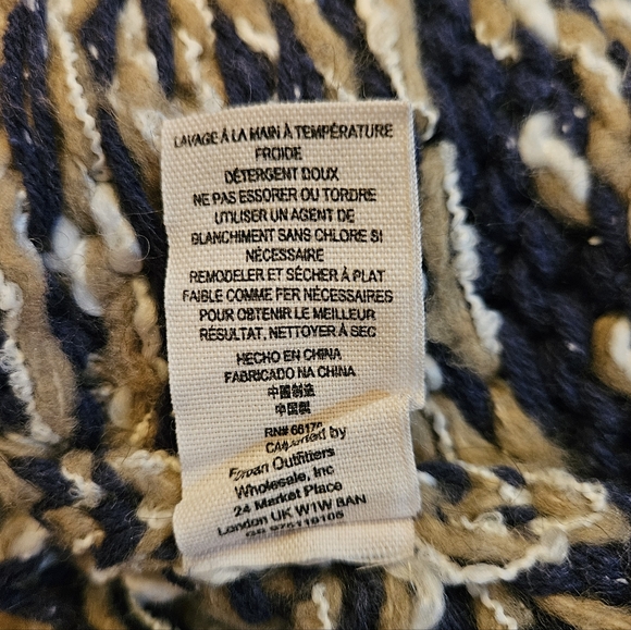 Free People Fairisle Hooded Sweater High Low Hem Oversized XS Navy Cream NWT - Picture 4 of 16